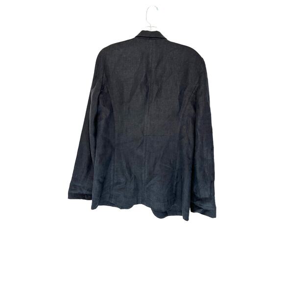 AYR Black Basic Lagenlook Coastal Granmda Relaxed The Rumpled Linen Blazer 6 - Picture 10 of 13